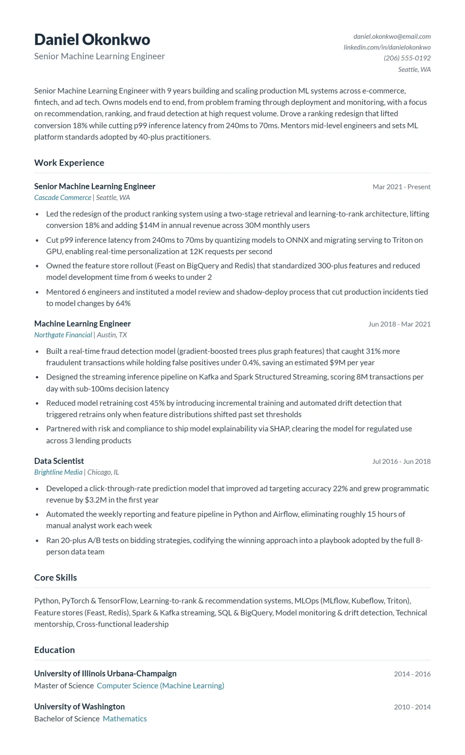Best Machine Learning Resume Examples for 2026