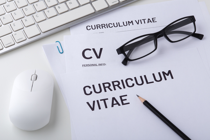 image of a CV printed out on a desk