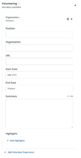 volunteer experience with Jobscan